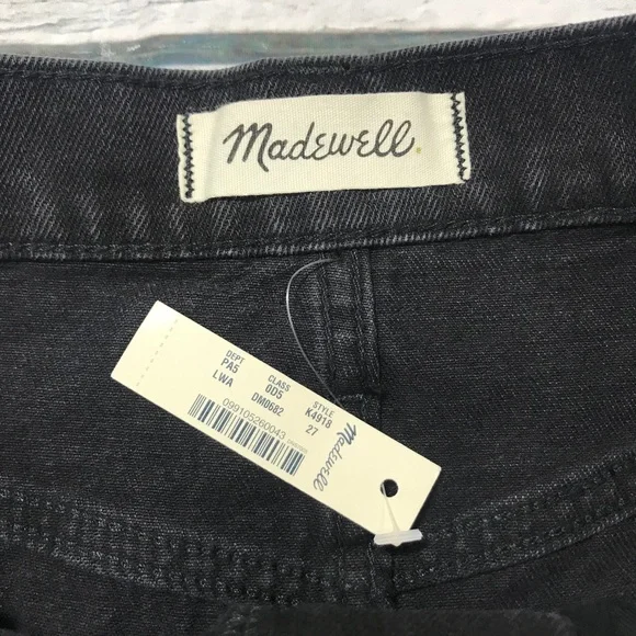 ⚡️SOLD⚡️Madewell Denim Mini Skirt Black Jean Cutoff Distressed Hem Women’s - Picture 12 of 16